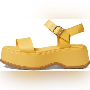 SOREL Platform happy yellow platform ankle strap sandals SZ 8.5 NWOT